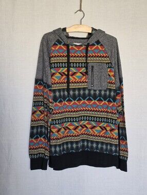 Empyre Surplus Co. Men's Swearshirt Hoodie Southwestern Aztec Print ~ Size Large